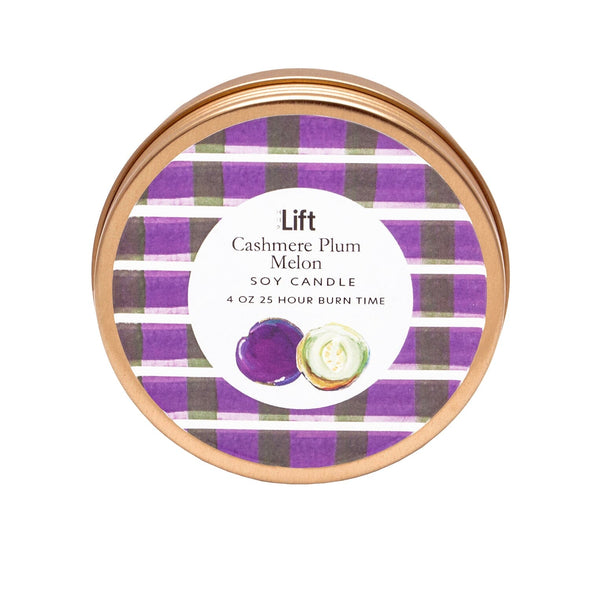4 oz Spark Tin Scented Soy Candle - CASHMERE PLUM MELON Soy Candles HHPLIFT 