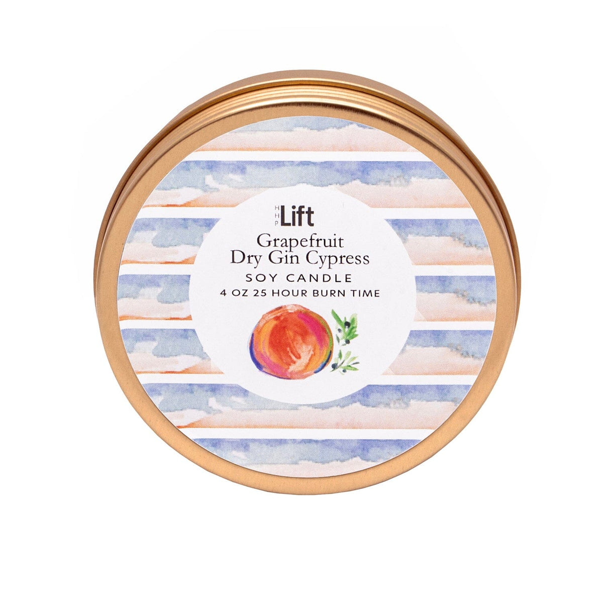 4 oz Spark Tin Scented Soy Candle GRAPEFRUIT DRY GIN CYPRESS HHPLIFT
