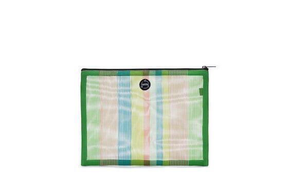 Small Zippered Portfolio - Striped HHPLIFT Green Stripe 