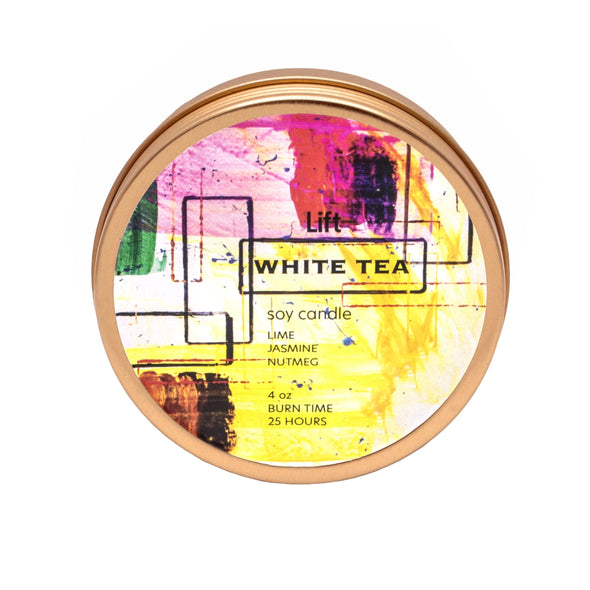 Art by Jason - 4 oz Spark Tin Scented Soy Candle - WHITE TEA Soy Candles HHPLIFT 