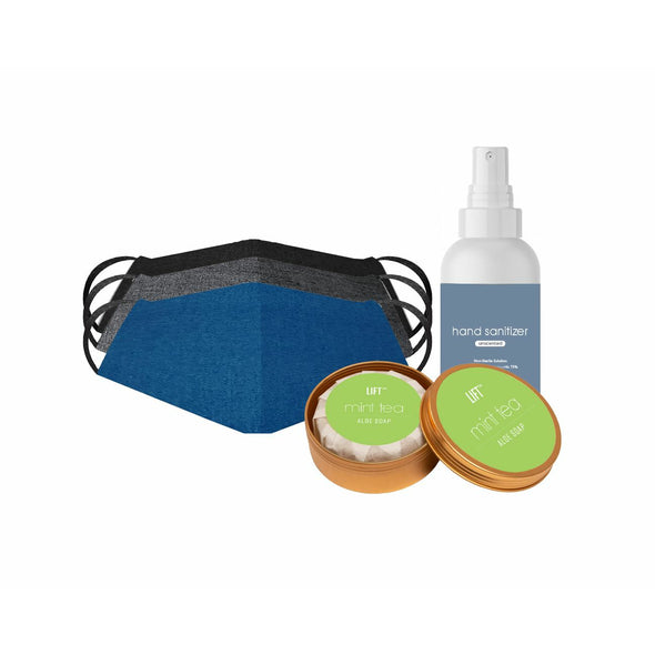 Safety Kit - Mask, Soap & Sanitizer HHPLIFT MINT TEA GRY/BLK/NAV 